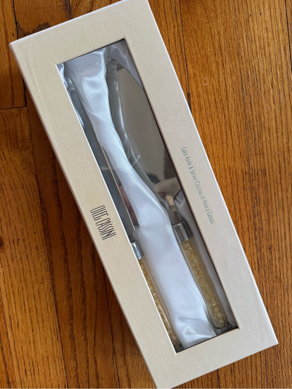 Oleg Cassini Gold and Silver Cake Knife & Server Set